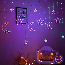 3 METRE 200 LEDLİ PİLLİ ANİMASYONLU IŞIKLI AY VE YILDIZ