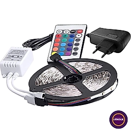 Adaptörlü  5 Metre 3528 Silikonlu Rgb Şerit Led Set