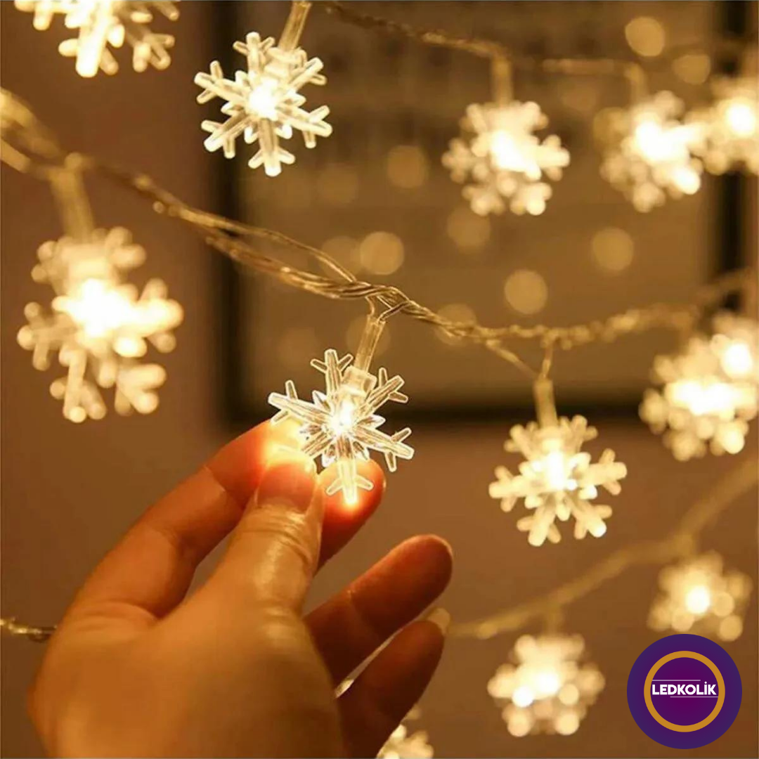 5 METRE 20 LEDLİ TOP YILBAŞI VE PİLLİ AYYILDIZ KAR TANESİ YILBAŞI SÜSÜ