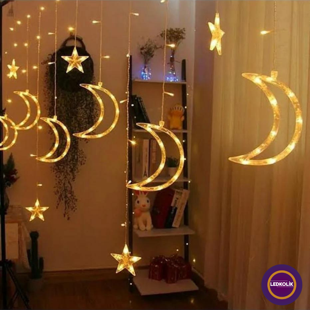 3 METRE 60-90CM ANİMASYONLU AY YILDIZ NEON YILBAŞI SÜSÜ