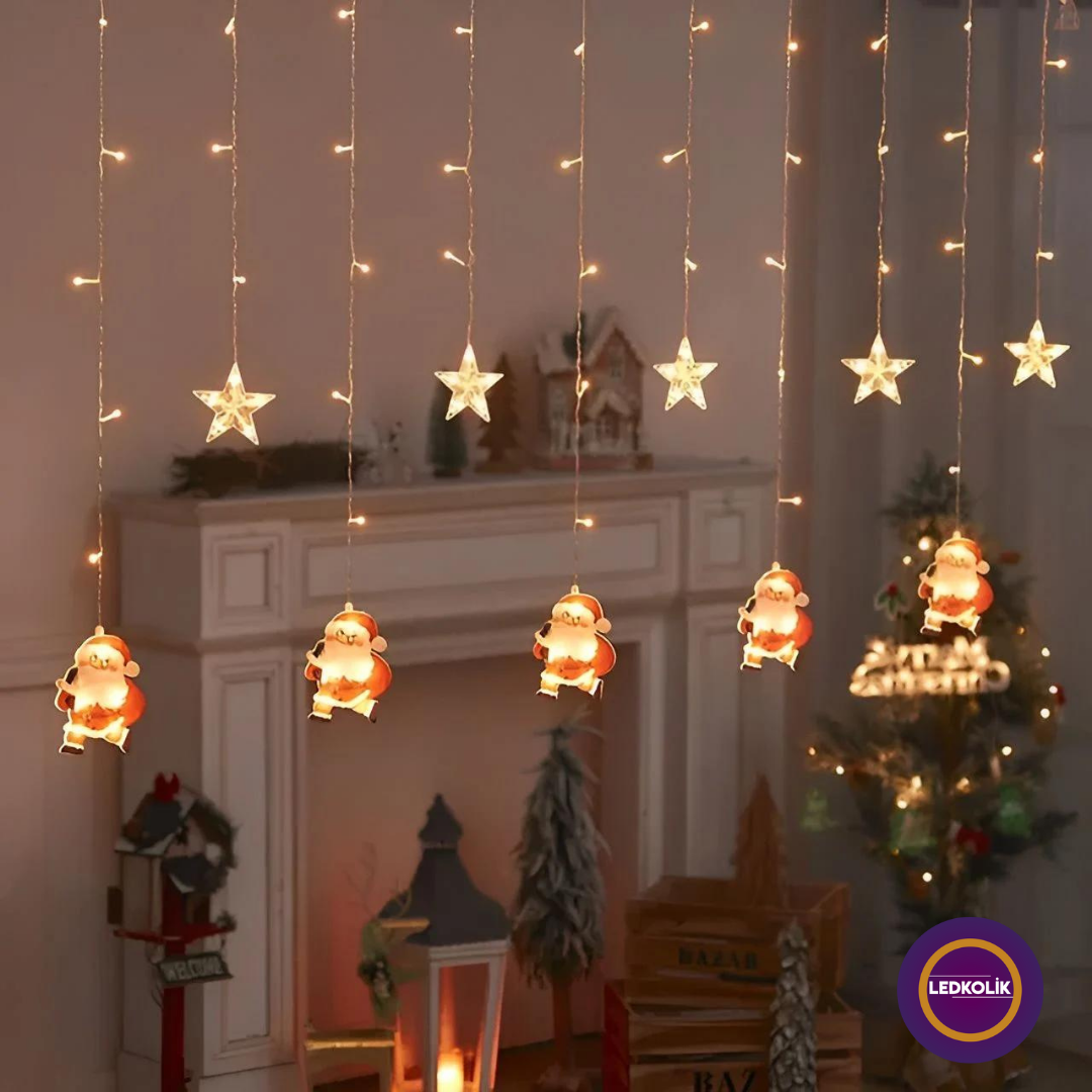 3 METRE 60-90CM ANİMASYONLU NOEL BABA & YILDIZ SET YILBAŞI SÜSÜ