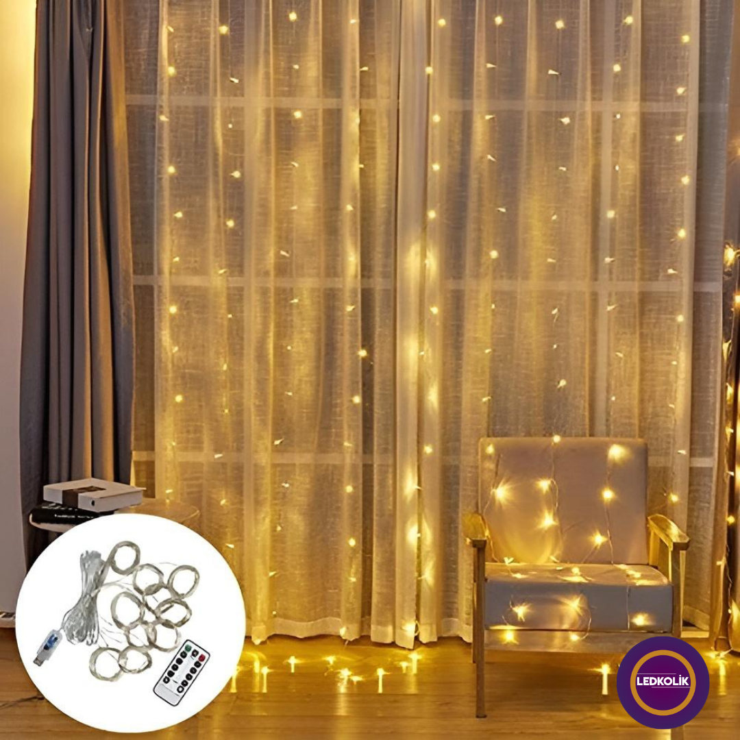 3 X 2 METRE 10 DALLI LED KUMANDALI 8 FONKSİYONLU YILBAŞI SÜSÜ