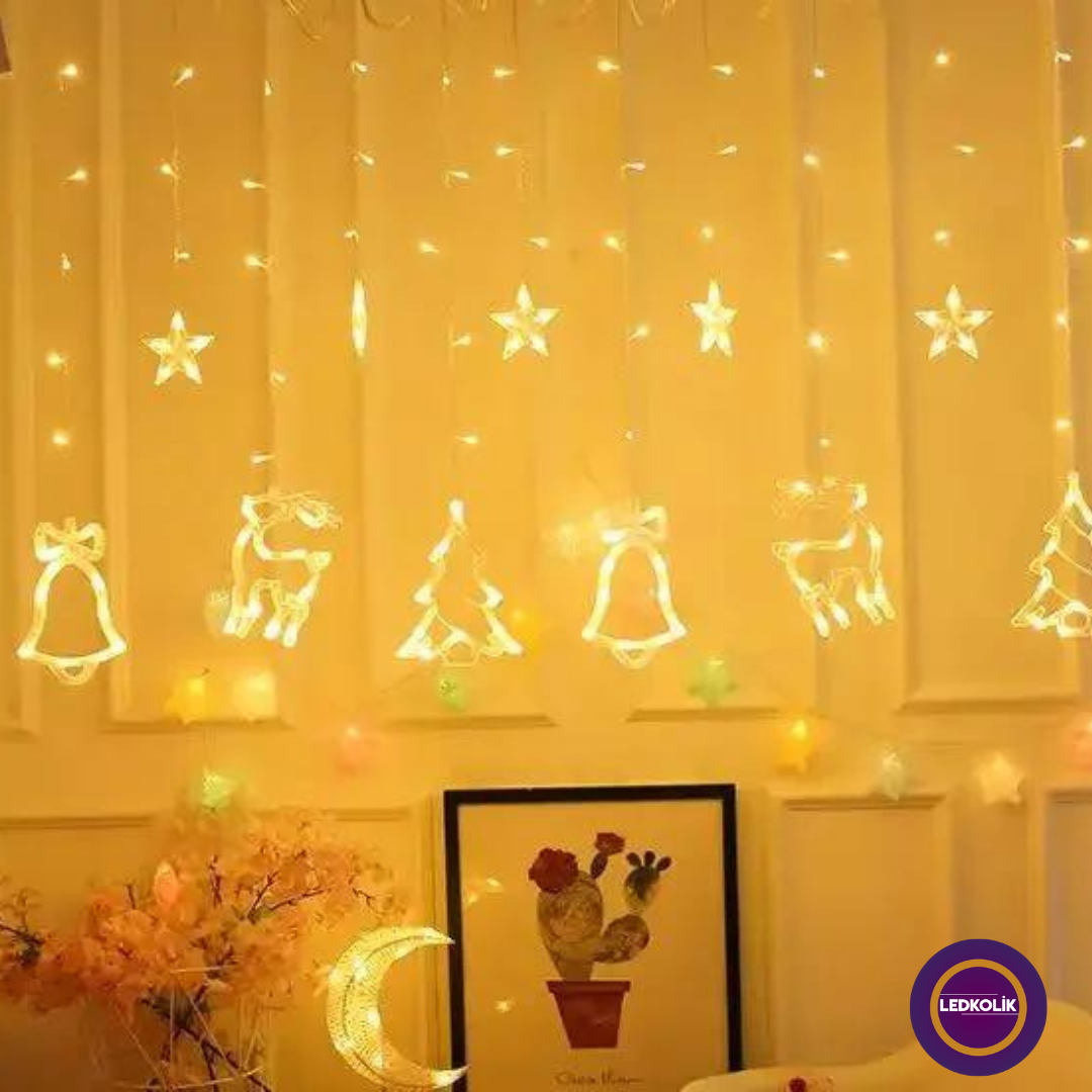 3 METRE 60-90CM ANİMASYONLU NOEL KARIŞIK VE YILDIZ SET LED YILBAŞI SÜSÜ