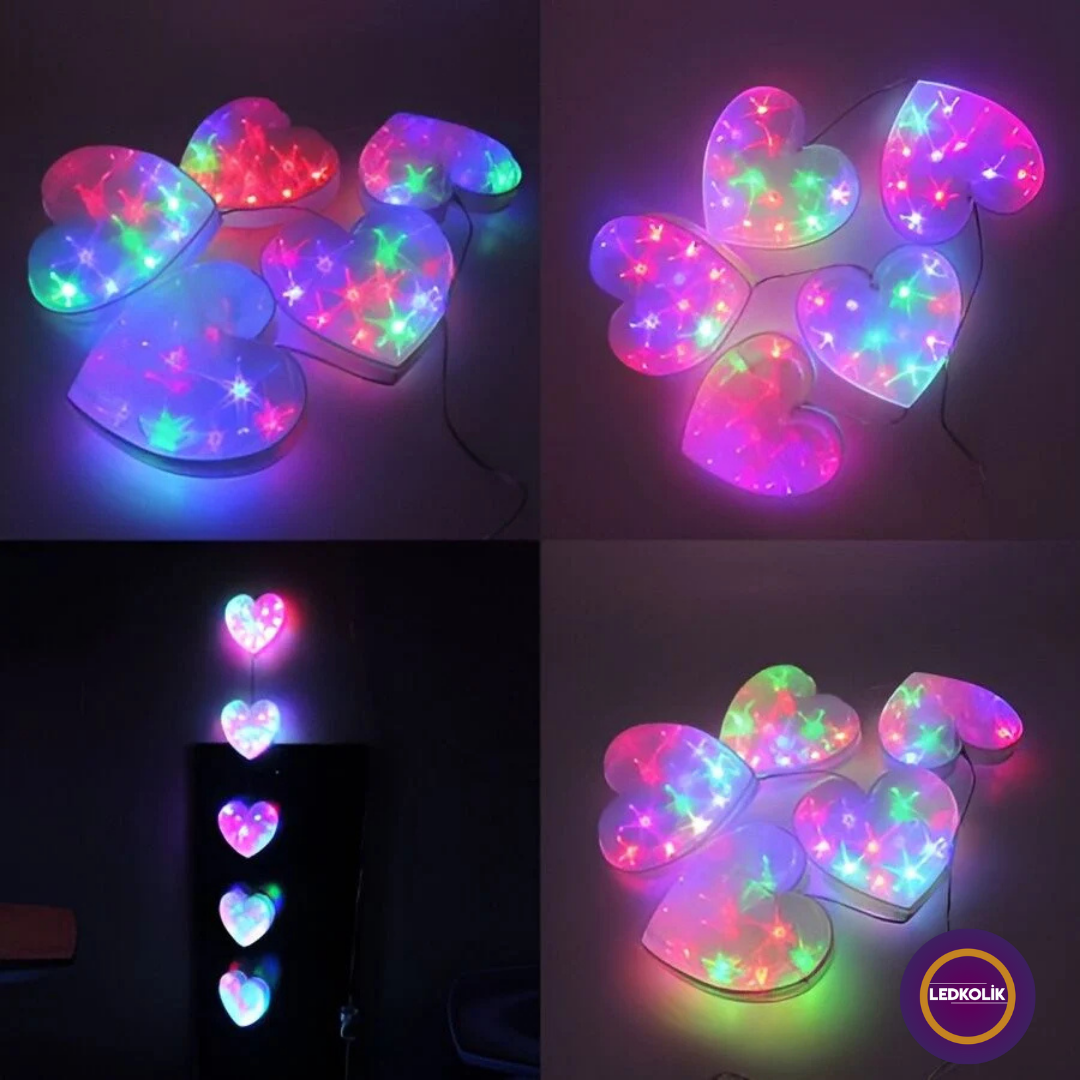 SARKIT ANİMASYONLU 1 METRE RENKLİ KALP LED YILBAŞI SÜSÜ