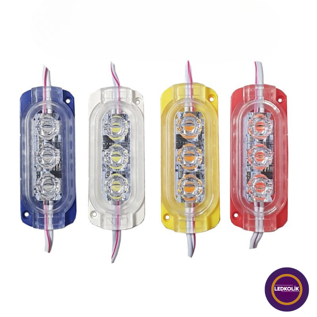 12 Volt 0.6 Watt Animasyonlu Çakar Modül 3 Ledli 10 Adet